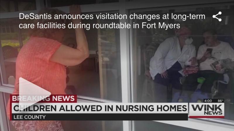 Video about DeSantis announcing visitation changes at long-term care facilities during roundtable in Fort Myers