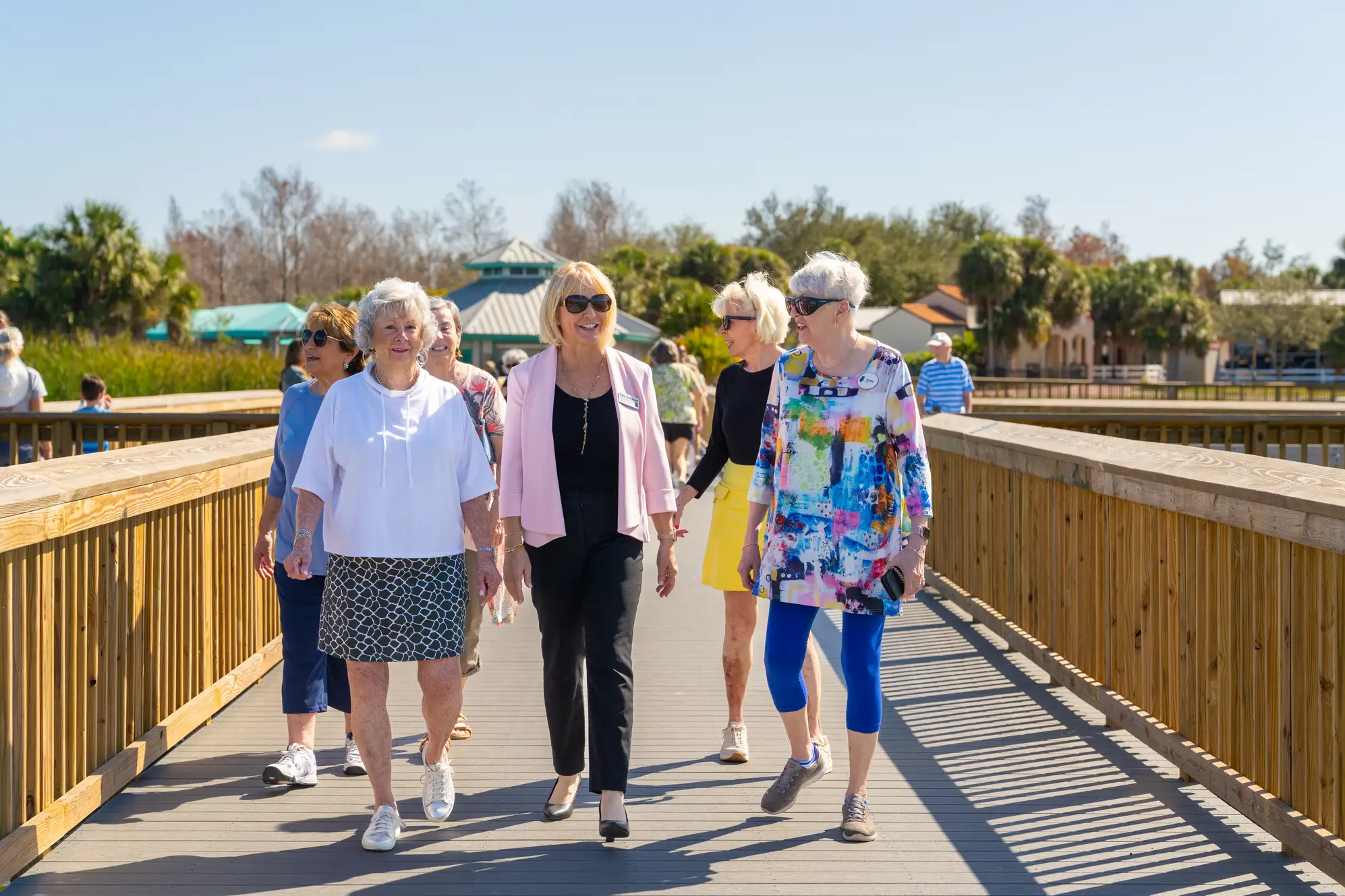 senior women at Amavida walking